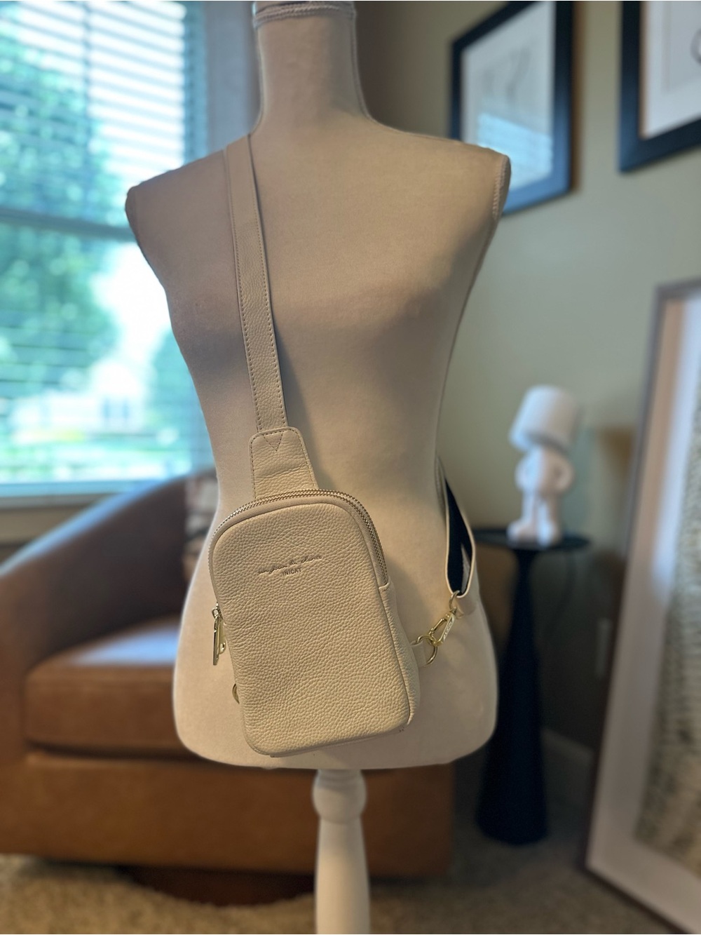Inicat Women's White Leather Crossbody Bag